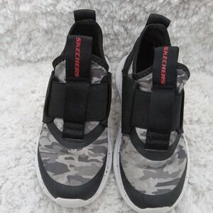 Skechers Shoes Boys Kids 11 Black Camo Laceless Sketch Fast‎ Sneakers